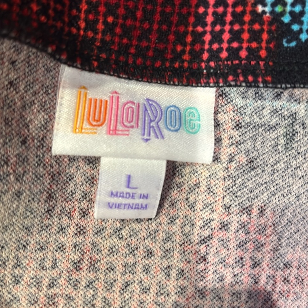 LuLaRoe Red and Blue Floral Pencil Skirt - Picture 2 of 3